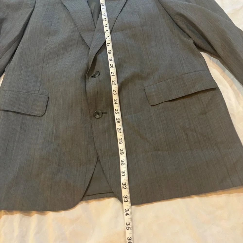Christian Brooks Mens Gray Blazer Suit Jacket Sports Coat 46L Polyester Wool USA